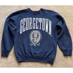 Vintage 90s Georgetown University Collegiate Sweatshirt Size Boxy M Navy Blue